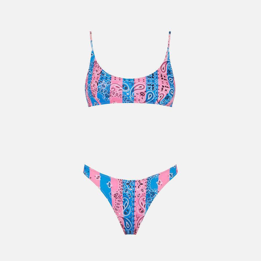 Mc2 Saint Barth Bikini da donna a bralette con stampa bandana a righe Sconto