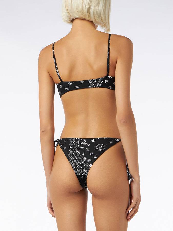 Mc2 Saint Barth Bikini da donna a bralette con stampa bandana nera Vendita Economica