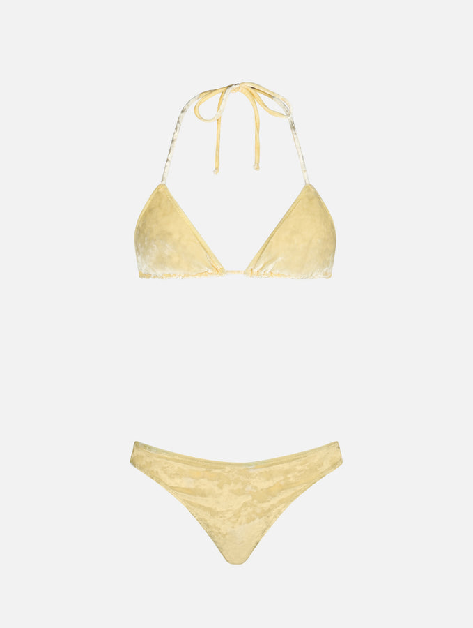 Mc2 Saint Barth Bikini da donna a triangolo in ciniglia giallo Leah Naomi In Linea