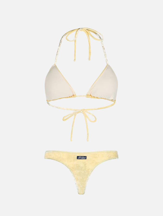Mc2 Saint Barth Bikini da donna a triangolo in ciniglia giallo Leah Naomi In Linea