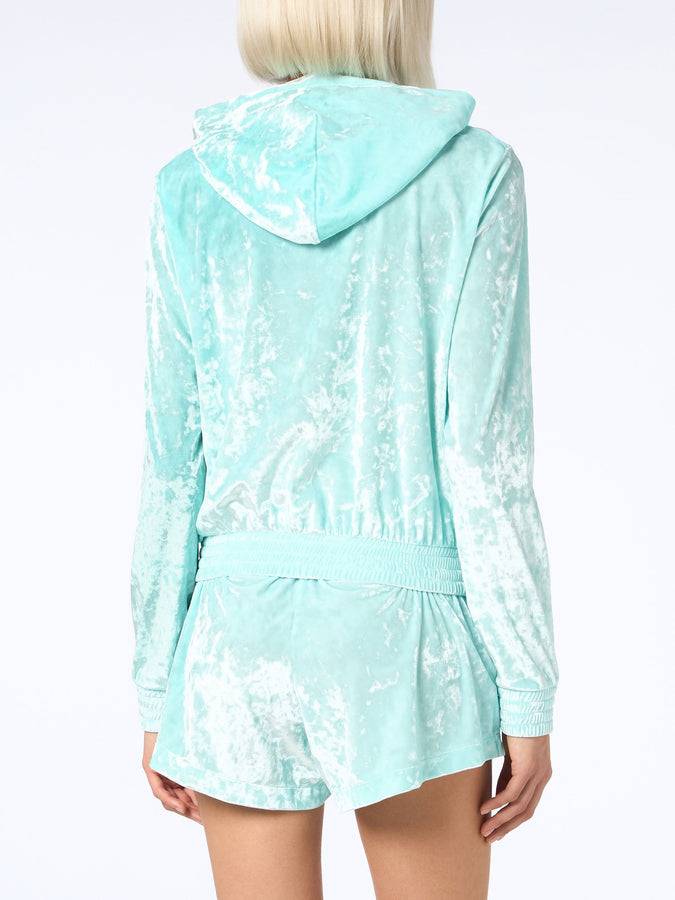 Mc2 Saint Barth Woman water green chenille zipped hoodie Jasmine Nuovo