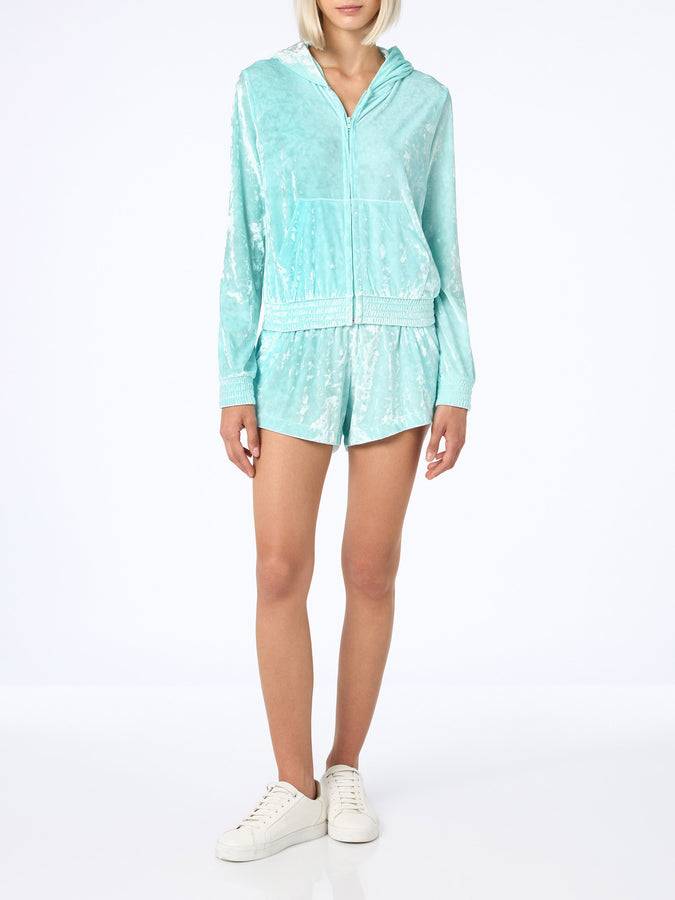 Mc2 Saint Barth Woman water green chenille zipped hoodie Jasmine Nuovo