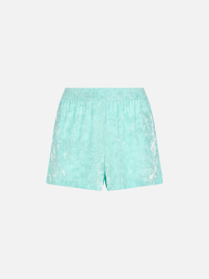 Mc2 Saint Barth Woman water green chenille pull up shorts Cate Qualità