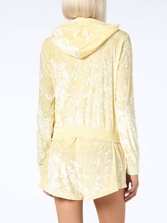 Mc2 Saint Barth Woman pale yellow chenille zipped hoodie Jasmine Vendita