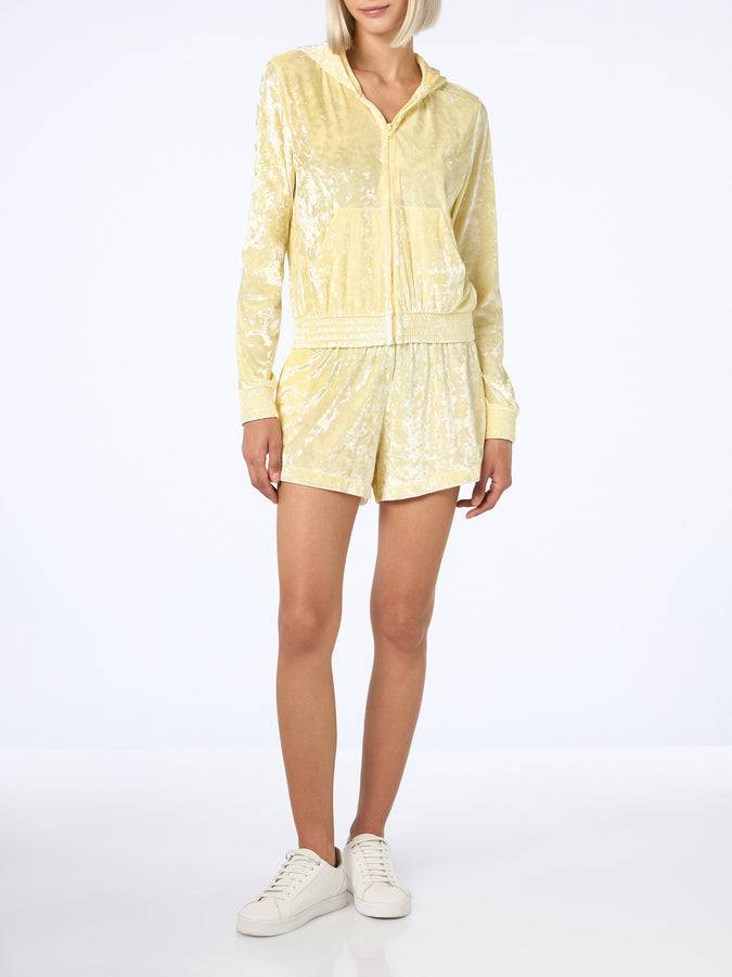 Mc2 Saint Barth Woman pale yellow chenille zipped hoodie Jasmine Vendita