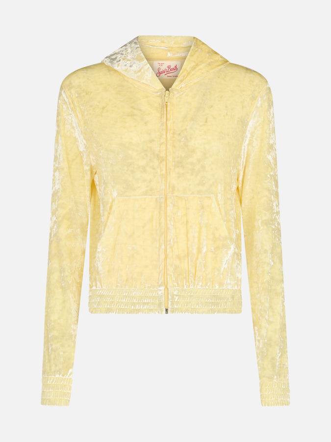 Mc2 Saint Barth Woman pale yellow chenille zipped hoodie Jasmine Vendita