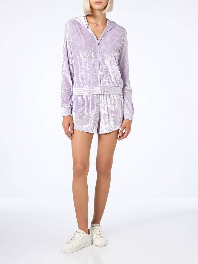 Mc2 Saint Barth Woman lilac chenille zipped hoodie Jasmine Spedizione Gratuita