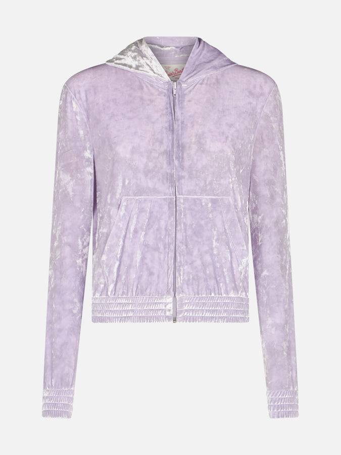 Mc2 Saint Barth Woman lilac chenille zipped hoodie Jasmine Spedizione Gratuita