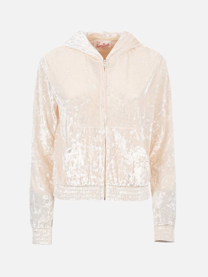 Mc2 Saint Barth Felpa con zip da donna in ciniglia Jasmine Soddisfazione Garantita