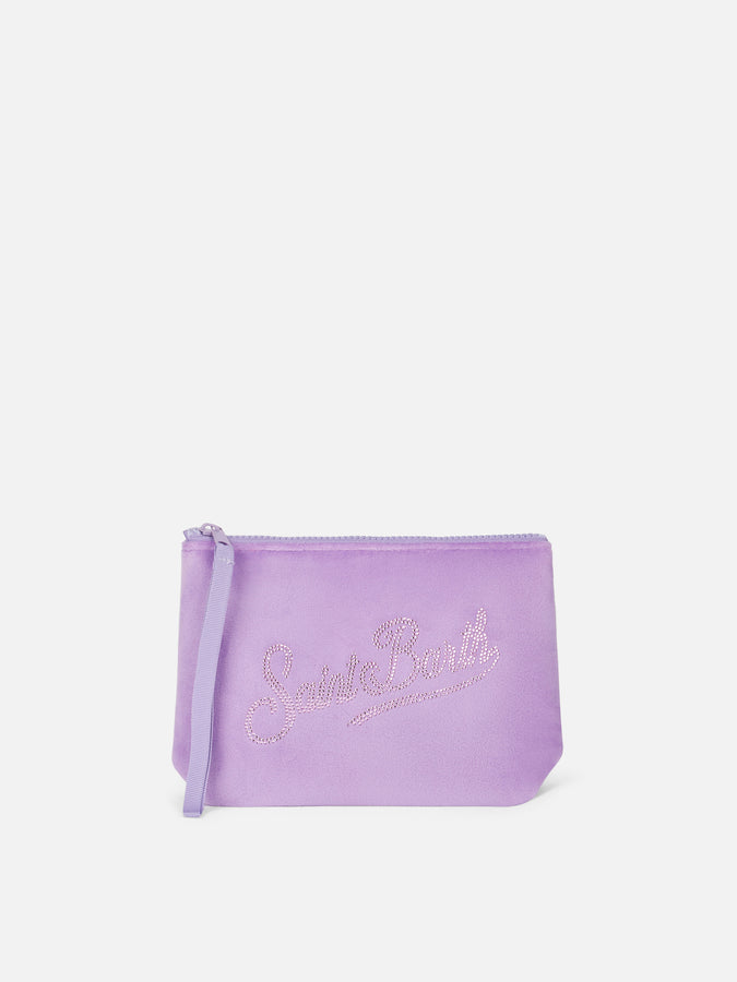 Mc2 Saint Barth Pochette Aline in ciniglia lilla con strass Negozi Online