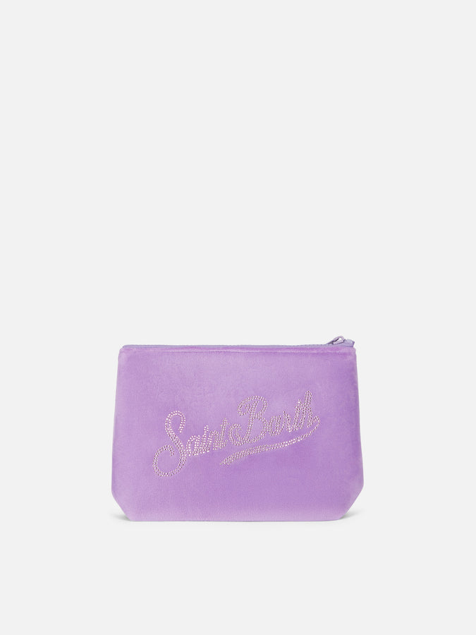 Mc2 Saint Barth Pochette Aline in ciniglia lilla con strass Negozi Online