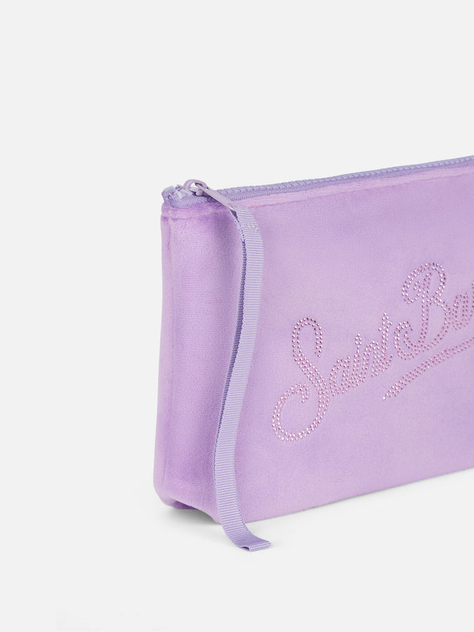 Mc2 Saint Barth Pochette Aline in ciniglia lilla con strass Negozi Online