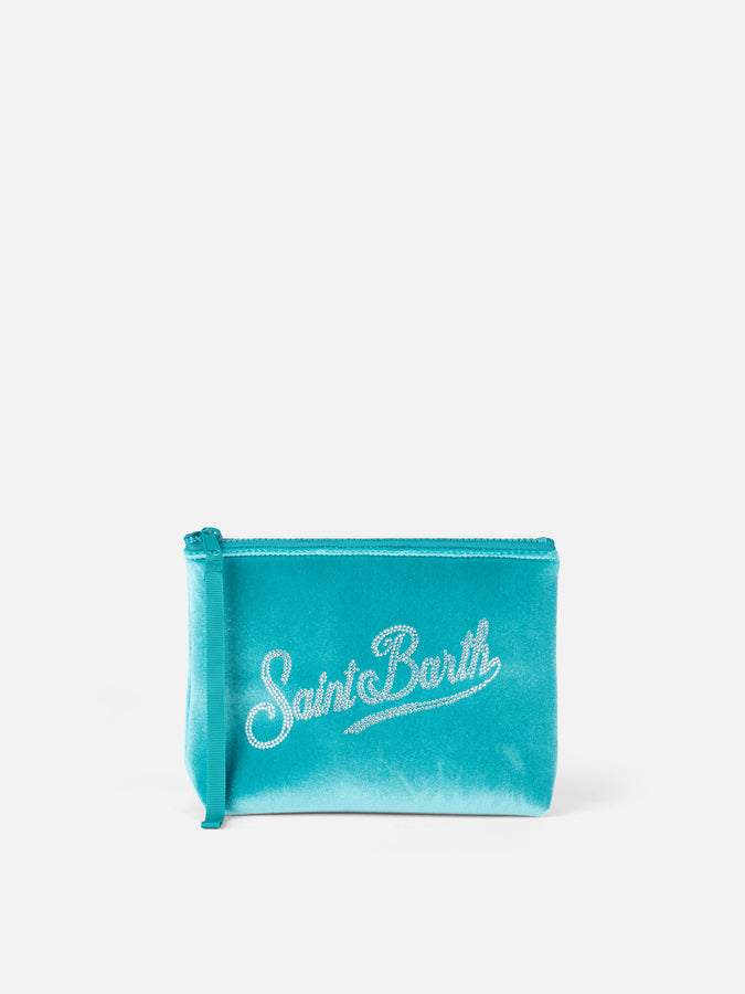 Mc2 Saint Barth Pochette Aline in ciniglia verde acqua con strass Acquista Ora