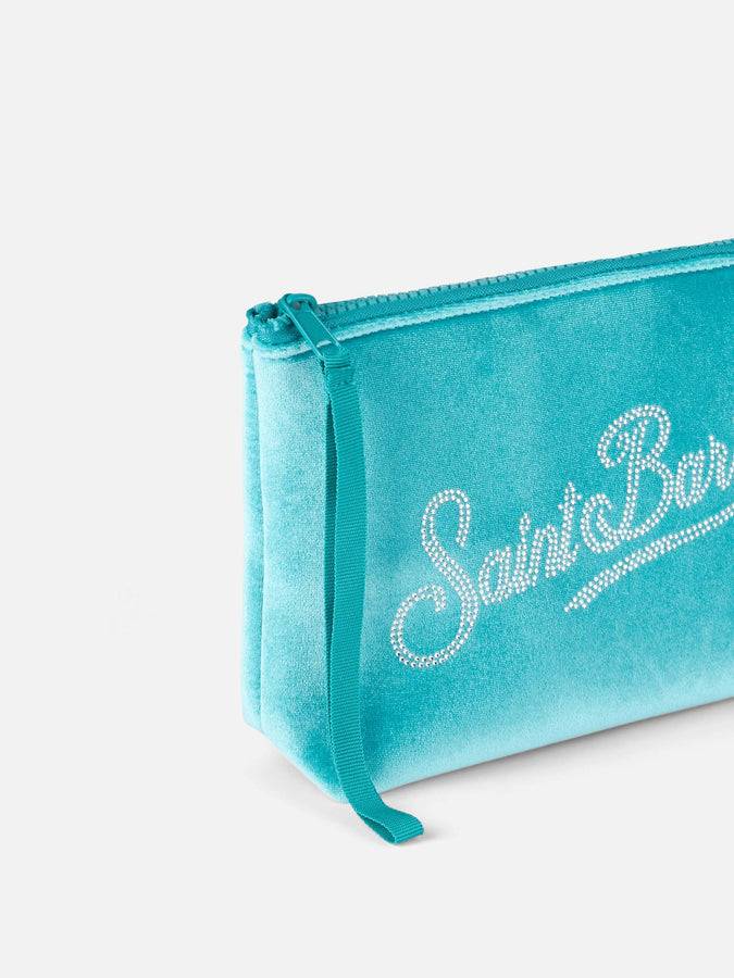 Mc2 Saint Barth Pochette Aline in ciniglia verde acqua con strass Acquista Ora