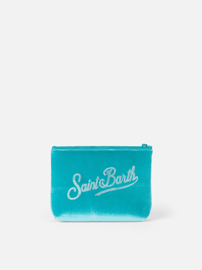 Mc2 Saint Barth Pochette Aline in ciniglia verde acqua con strass Acquista Ora