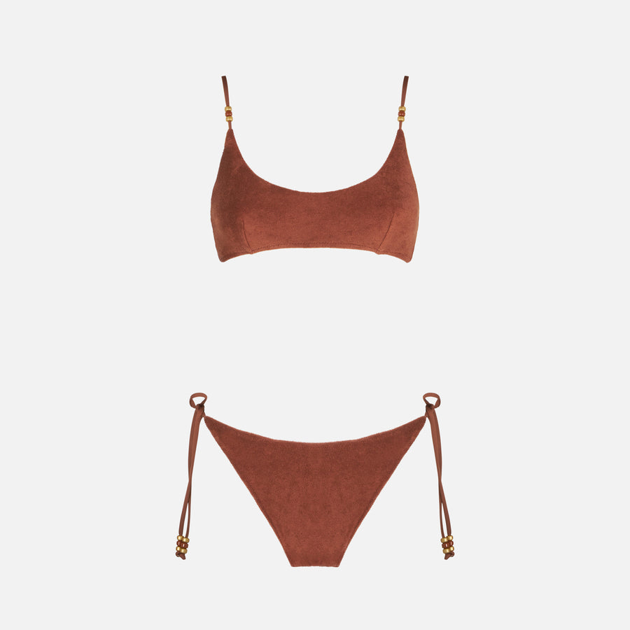 Mc2 Saint Barth Bikini da donna a bralette in spugna marrone Sottocosto