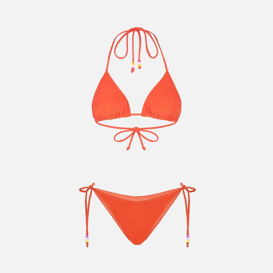 Mc2 Saint Barth Bikini da donna a triangolo in spugna arancione con charms Sconto
