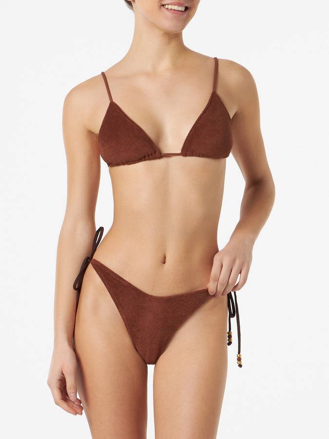 Mc2 Saint Barth Bikini da donna a triangolo in spugna marrone Saldi