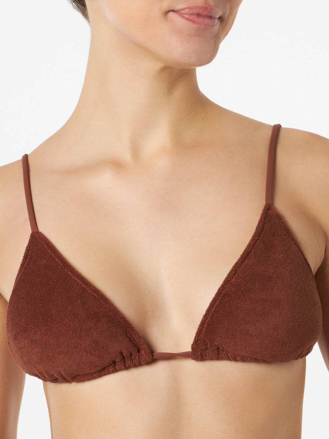 Mc2 Saint Barth Bikini da donna a triangolo in spugna marrone Saldi