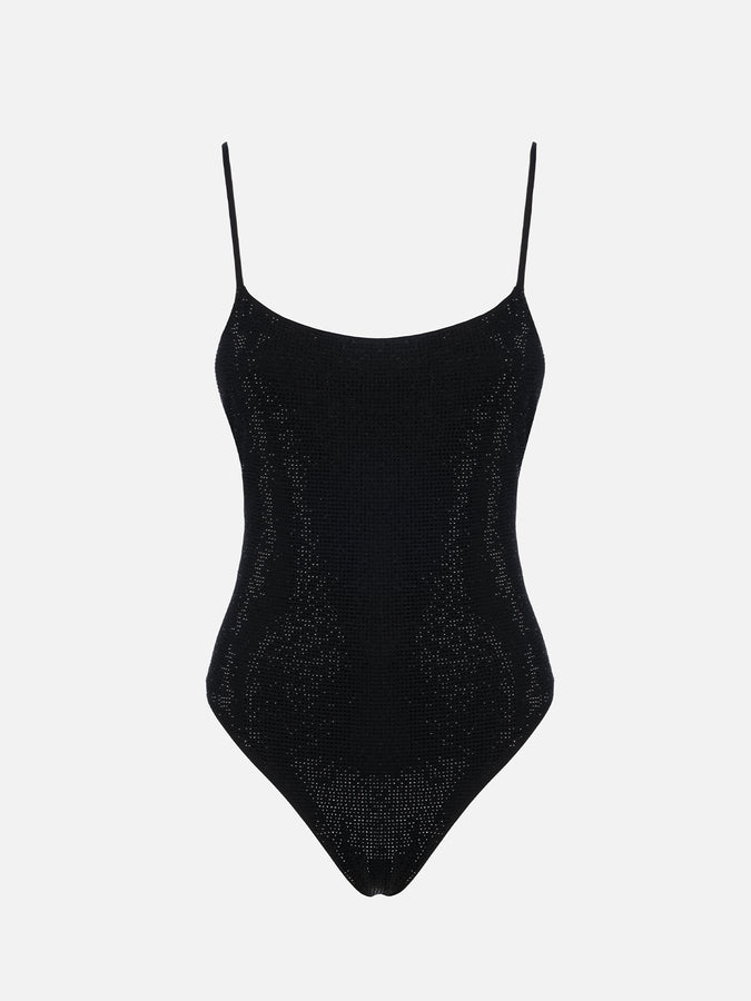 Mc2 Saint Barth Costume intero da donna nero Cecille con strass 2025
