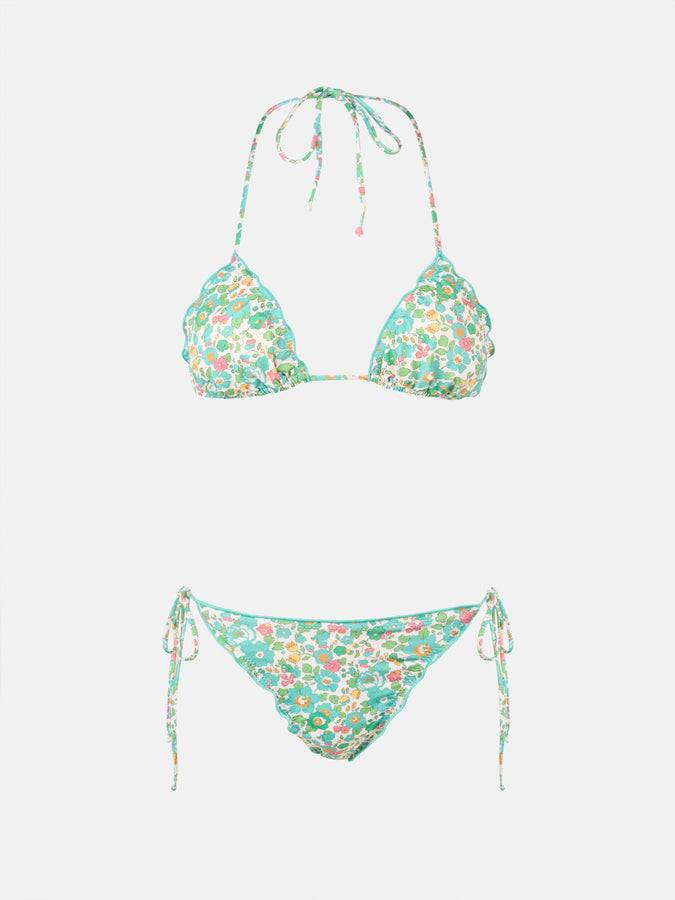 Mc2 Saint Barth Bikini classico triangolo donna Betsy Sagittarius Miami | REALIZZATO CON TESSUTO LIBERTY Consegna Veloce