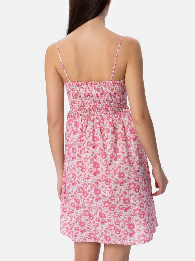 Mc2 Saint Barth Abito da donna Betsy in cotone Hawa con ricamo punto smock | REALIZZATO CON TESSUTO LIBERTY Convenienza