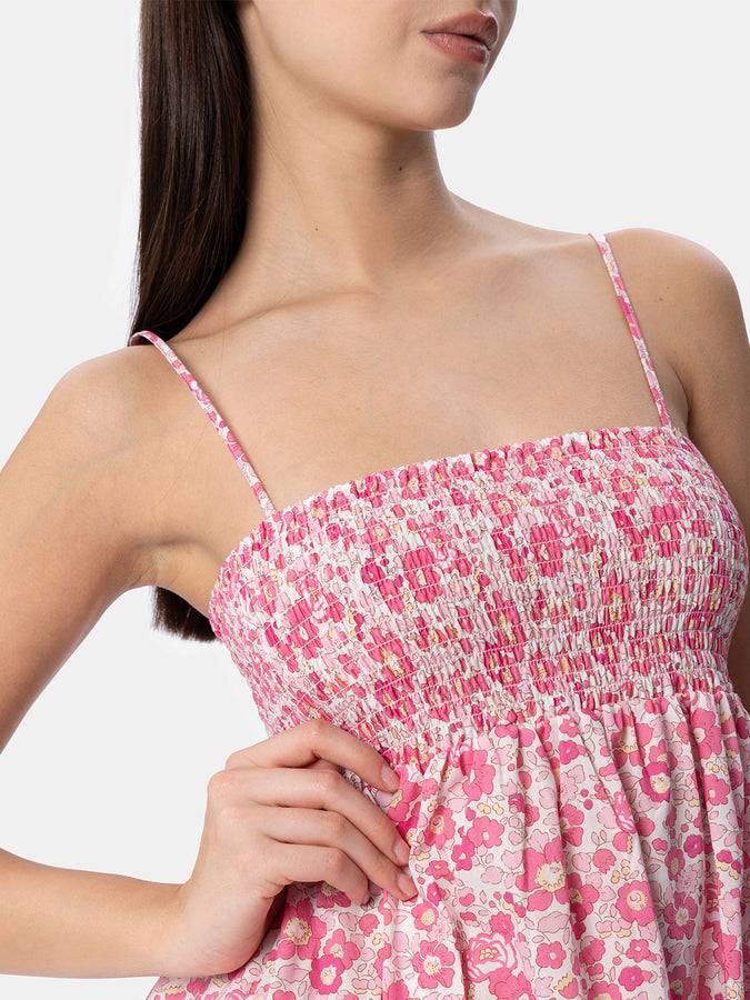 Mc2 Saint Barth Abito da donna Betsy in cotone Hawa con ricamo punto smock | REALIZZATO CON TESSUTO LIBERTY Convenienza