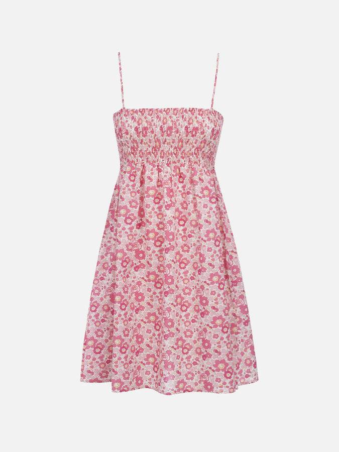 Mc2 Saint Barth Abito da donna Betsy in cotone Hawa con ricamo punto smock | REALIZZATO CON TESSUTO LIBERTY Convenienza