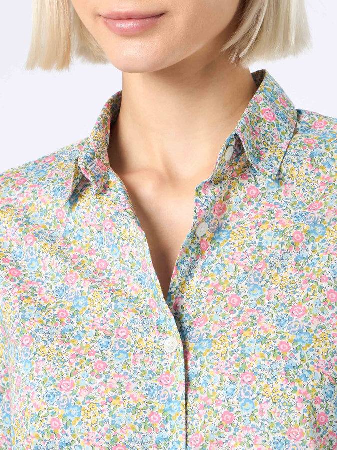 Mc2 Saint Barth Camicia over da donna in cotone con stampa Emma & Georgina Brigitte | REALIZZATO CON TESSUTO LIBERTY Novità