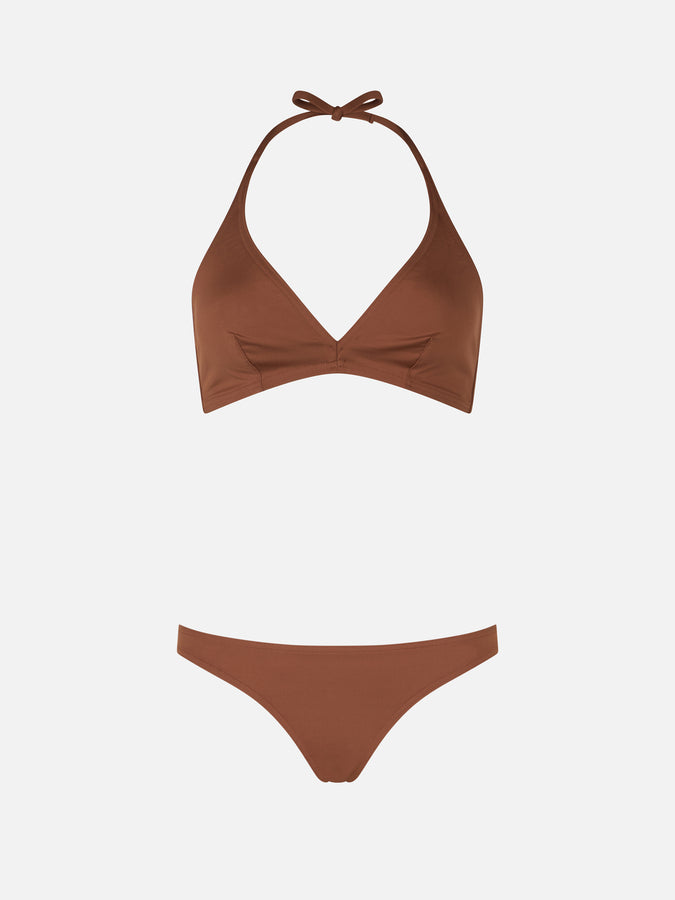 Mc2 Saint Barth Woman brown triangle bralette bikini Gaia Maia In Saldo