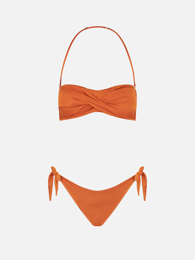 Mc2 Saint Barth Bikini a fascia incrociata arancione lucido 2025