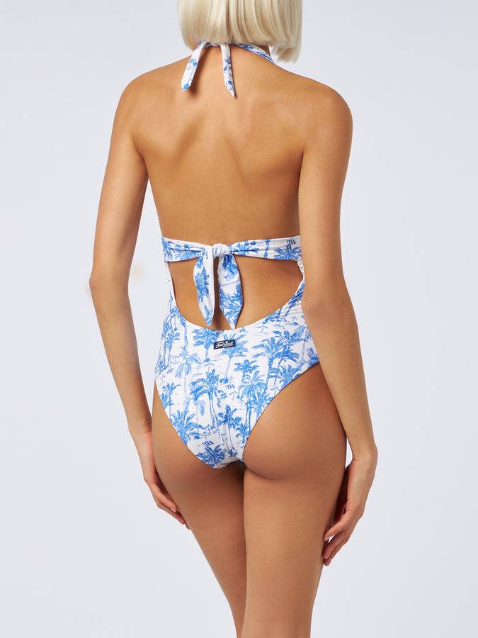 Mc2 Saint Barth Woman one-piece Marylin swimsuit with toile de Jouy print Qualità Garantita