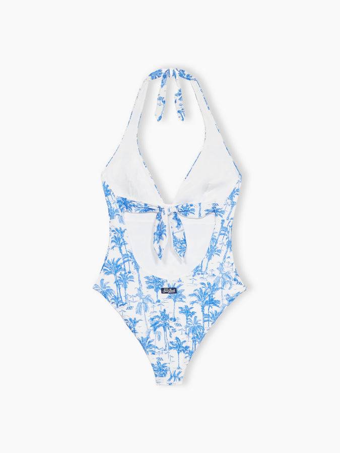 Mc2 Saint Barth Woman one-piece Marylin swimsuit with toile de Jouy print Qualità Garantita