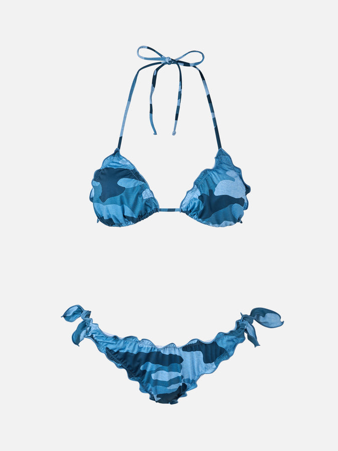 Mc2 Saint Barth Woman denim camouflage triangle classic bikini Sarius Consegna Veloce