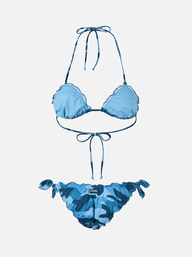 Mc2 Saint Barth Woman denim camouflage triangle classic bikini Sarius Consegna Veloce