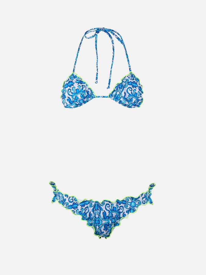 Mc2 Saint Barth Woman Napoli print triangle classic bikini Sarius | SSC NAPOLI SPECIAL EDITION Prezzo Ridotto