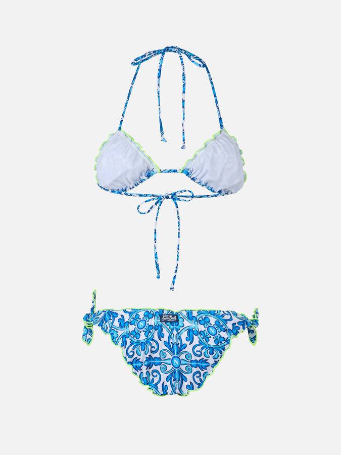 Mc2 Saint Barth Woman Napoli print triangle classic bikini Sarius | SSC NAPOLI SPECIAL EDITION Prezzo Ridotto