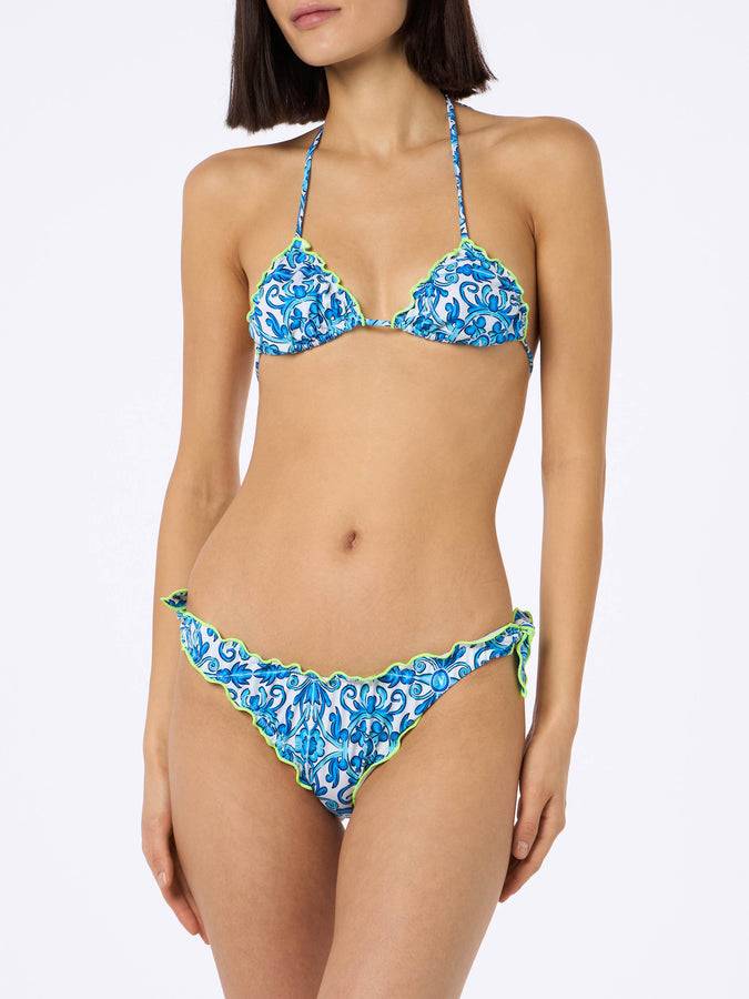 Mc2 Saint Barth Woman Napoli print triangle classic bikini Sarius | SSC NAPOLI SPECIAL EDITION Prezzo Ridotto