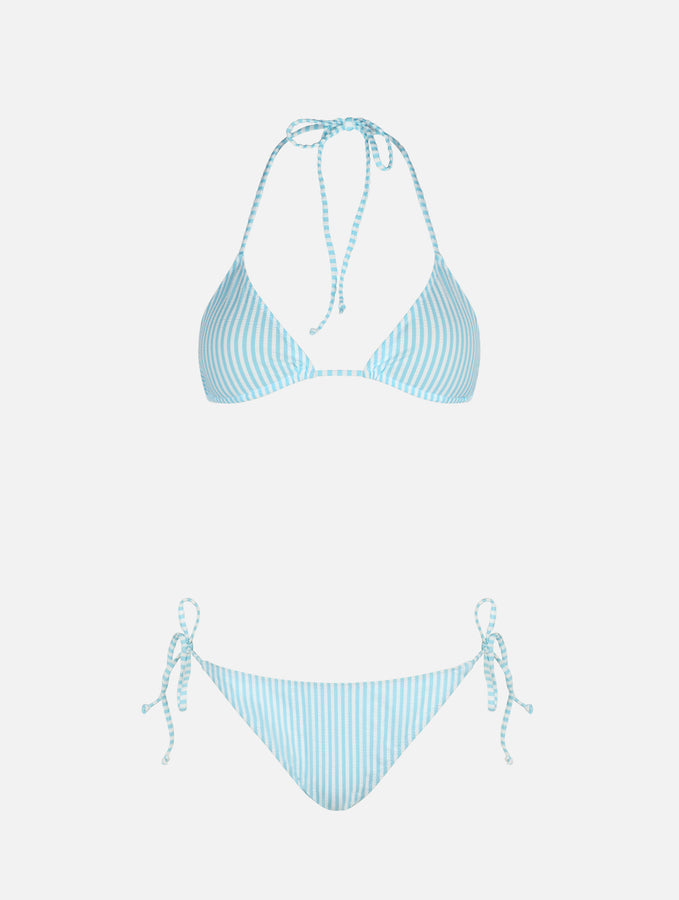 Mc2 Saint Barth Bikini da donna a triangolo a righe seersucker Leah Virgo Presa