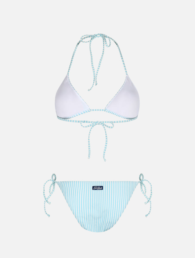 Mc2 Saint Barth Bikini da donna a triangolo a righe seersucker Leah Virgo Presa
