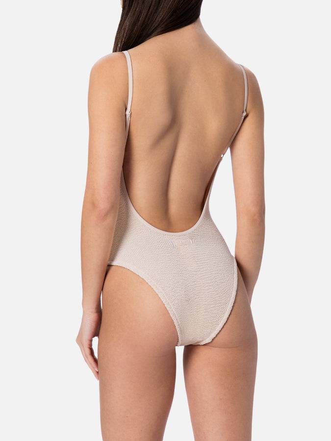 Mc2 Saint Barth Costume intero da donna beige crinkle Susanne Hotsell