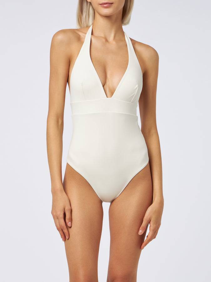 Mc2 Saint Barth Woman cream one-piece Marylin swimsuit Vendita Calda