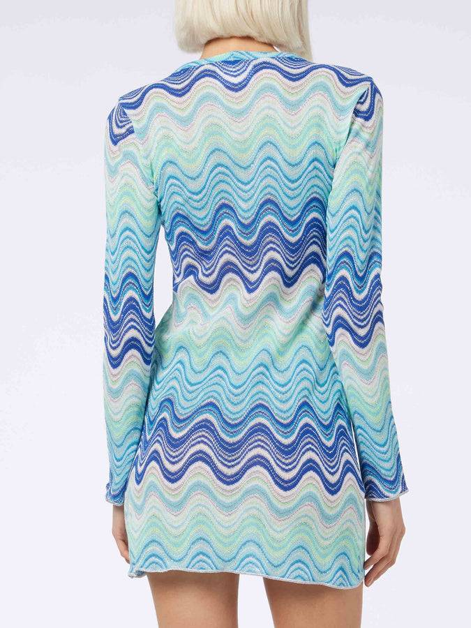 Mc2 Saint Barth Abito corto da donna azzurro in maglia raschel Imany Economico