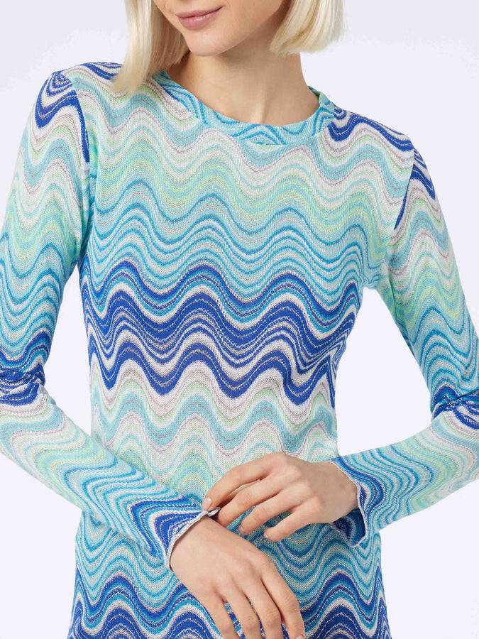 Mc2 Saint Barth Abito corto da donna azzurro in maglia raschel Imany Economico