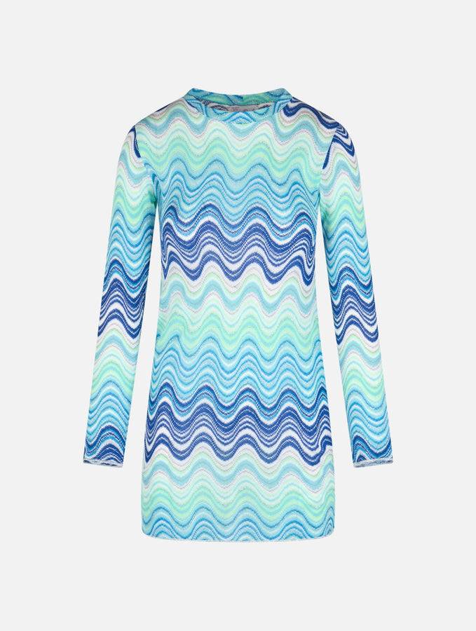 Mc2 Saint Barth Abito corto da donna azzurro in maglia raschel Imany Economico