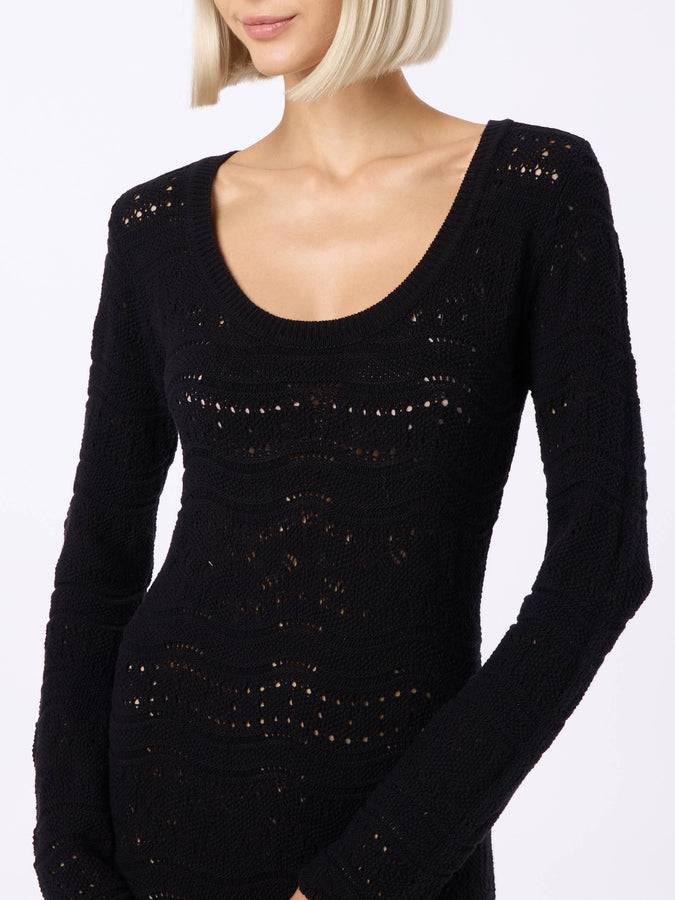 Mc2 Saint Barth Black woman cotton knit midi dress Online