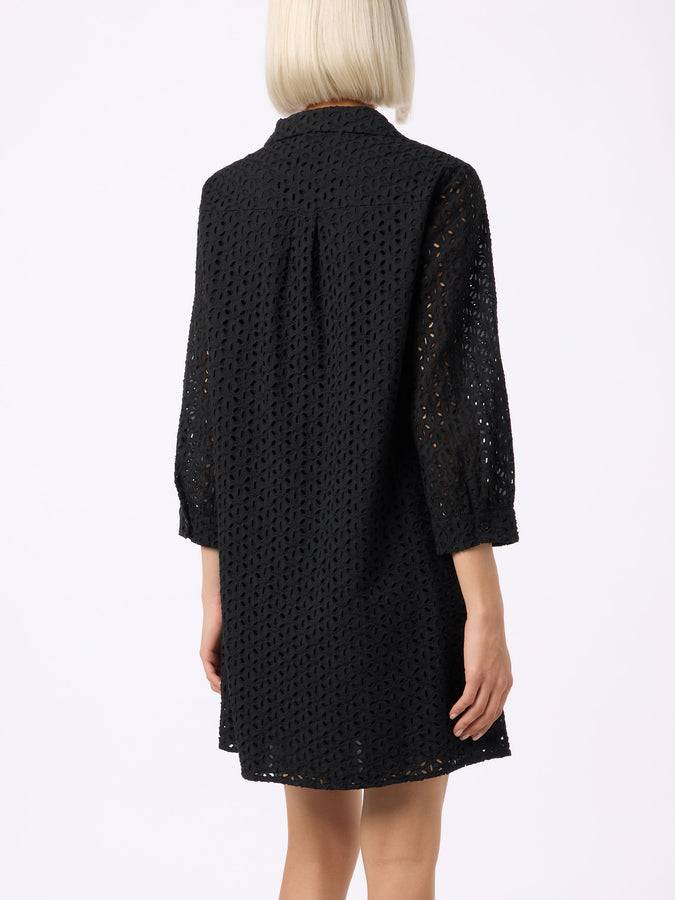 Mc2 Saint Barth Woman black Sangallo shirt mini dress Saldi