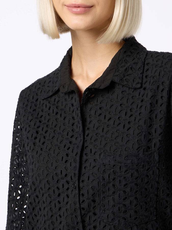 Mc2 Saint Barth Woman black Sangallo shirt mini dress Saldi