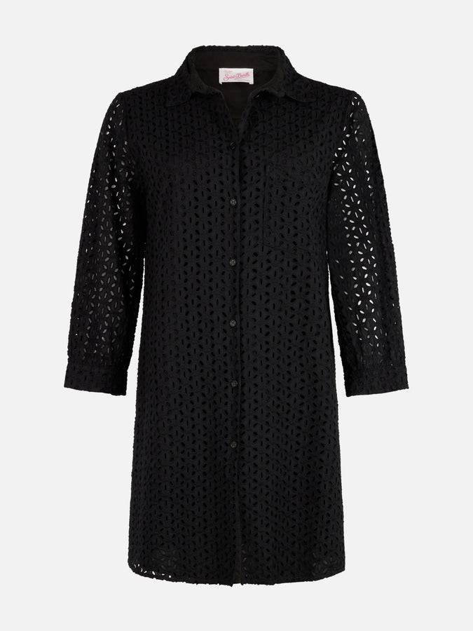 Mc2 Saint Barth Woman black Sangallo shirt mini dress Saldi