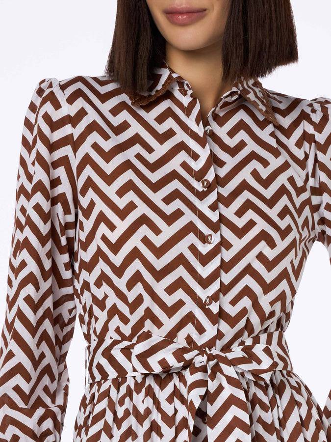 Mc2 Saint Barth Zigazag print woman cotton dress Jensen Vendita Calda